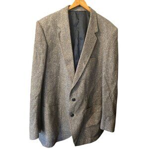 Barrage Mens Brown Blue Woven Blazer Jacket Size 44L Vintage Inside Pocket Lined